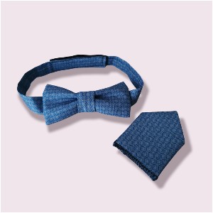 Eiremade Clothing Dickey bow & pocket square set / blue print
