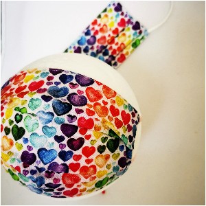 Eiremade Clothing Rainbow love hearts face mask