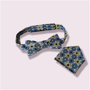 Eiremade Clothing Dickey bow & pocket square set / wheel print