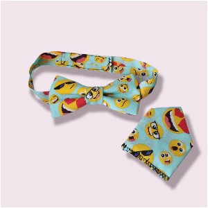 Eiremade Clothing Dickey bow & pocket square set / smiley